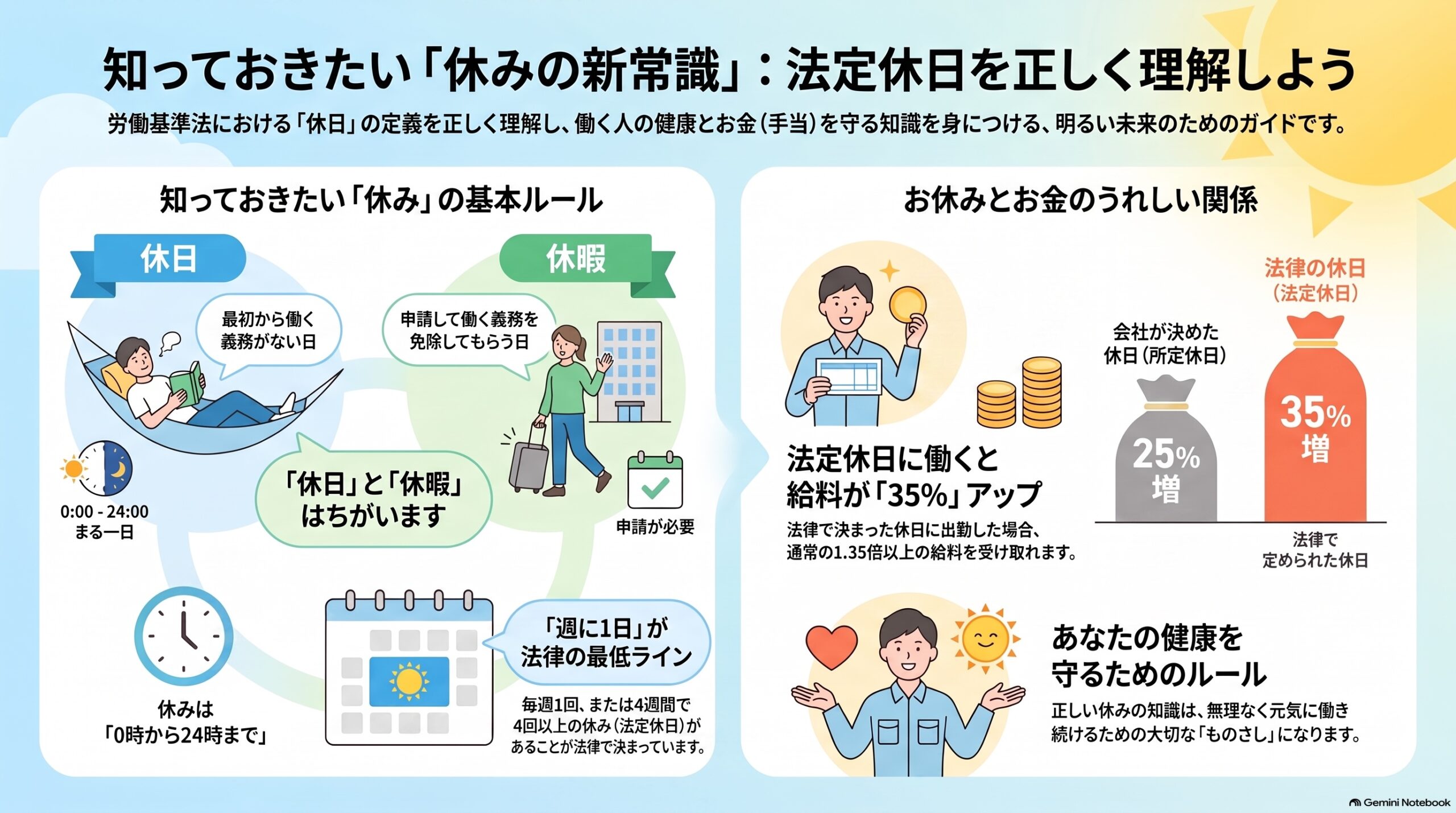 「休み」の正体を知っていますか?働く前に整理しておきたい「法定休日」の意外な新常識