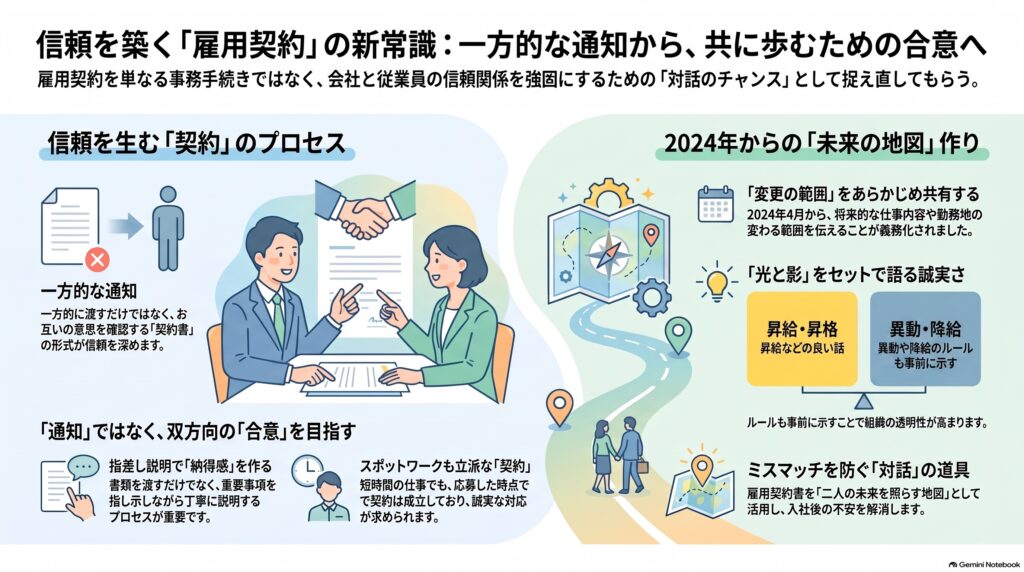 なぜ「通知」だけでは不十分なのか？ トラブルを未然に防ぐための雇用契約の新常識