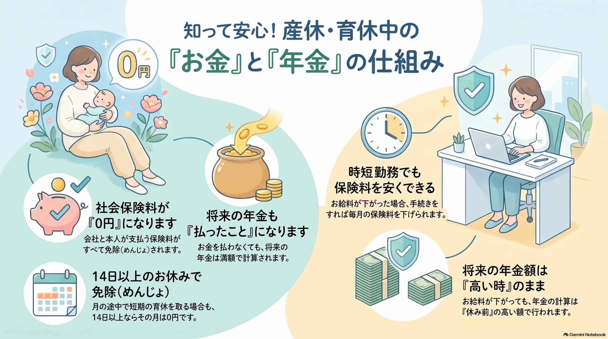 産休・育休のお金と年金